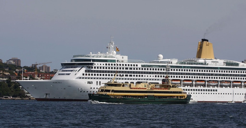 MV Aurora and Manly Ferry and assorted sailing vessels on Sydney Harbour - 18 footers Club Championships Race 13 March 1st 2009  © Allan Barron